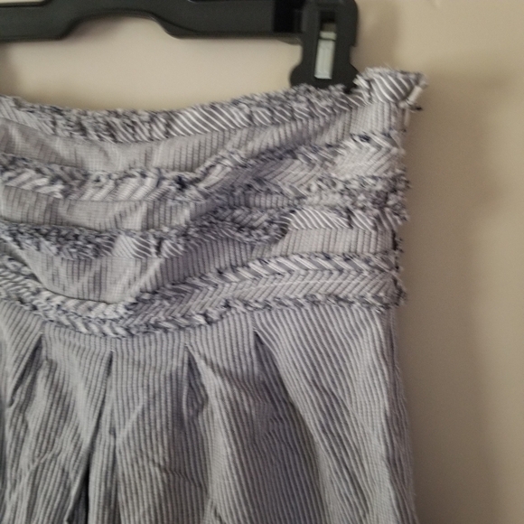 CYNTHIA Steffe Strapless Cotton Ruffled Trim Striped Dress Size 6 - Picture 4 of 9